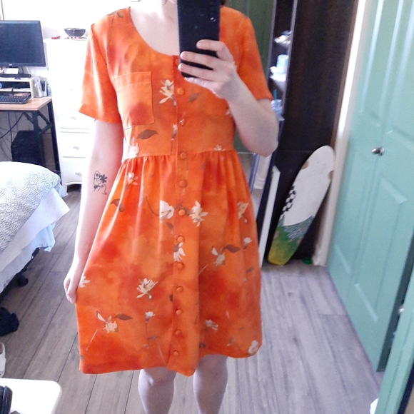 Orange Floral Summer Dress - Picture 3 of 5